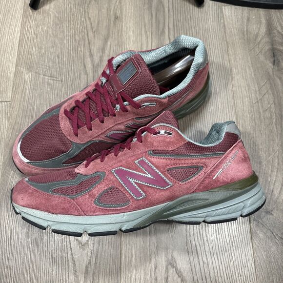 New Balance 990v4 Men’s Size 13 Made In USA Burgundy Suede Grey M990BU4 Shoes - Picture 1 of 7